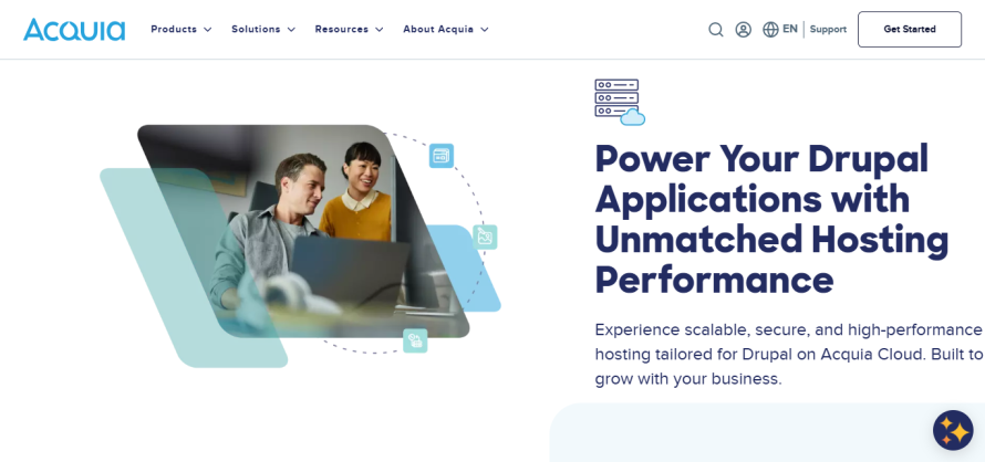 Acquia’s homepage for Drupal hosting.