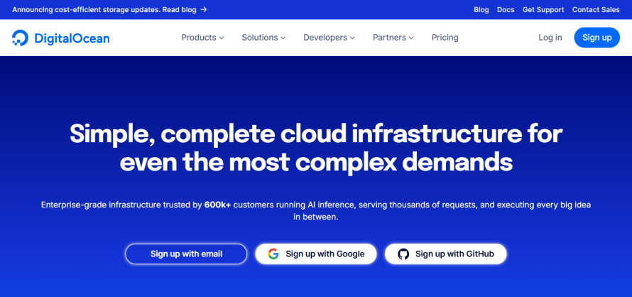 DigitalOcean’s homepage for Drupal hosting.