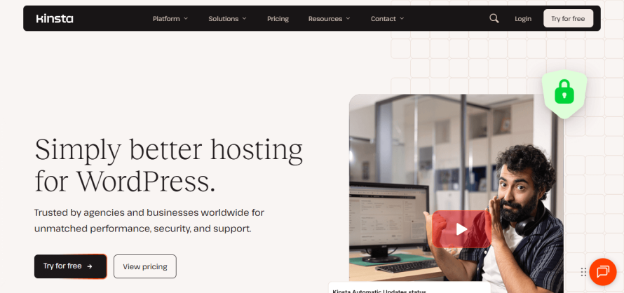 Kinsta’s homepage.